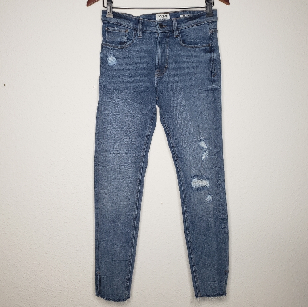 Kensie Vintage Luxe The Ultimate High Rise Skinny Distressed Jeans Size 4 Frayed
